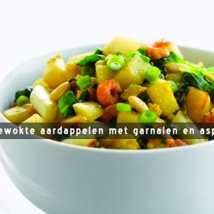 MijnAardappel.nl - Recept Gewokte aardappelen met garnalen en asperges